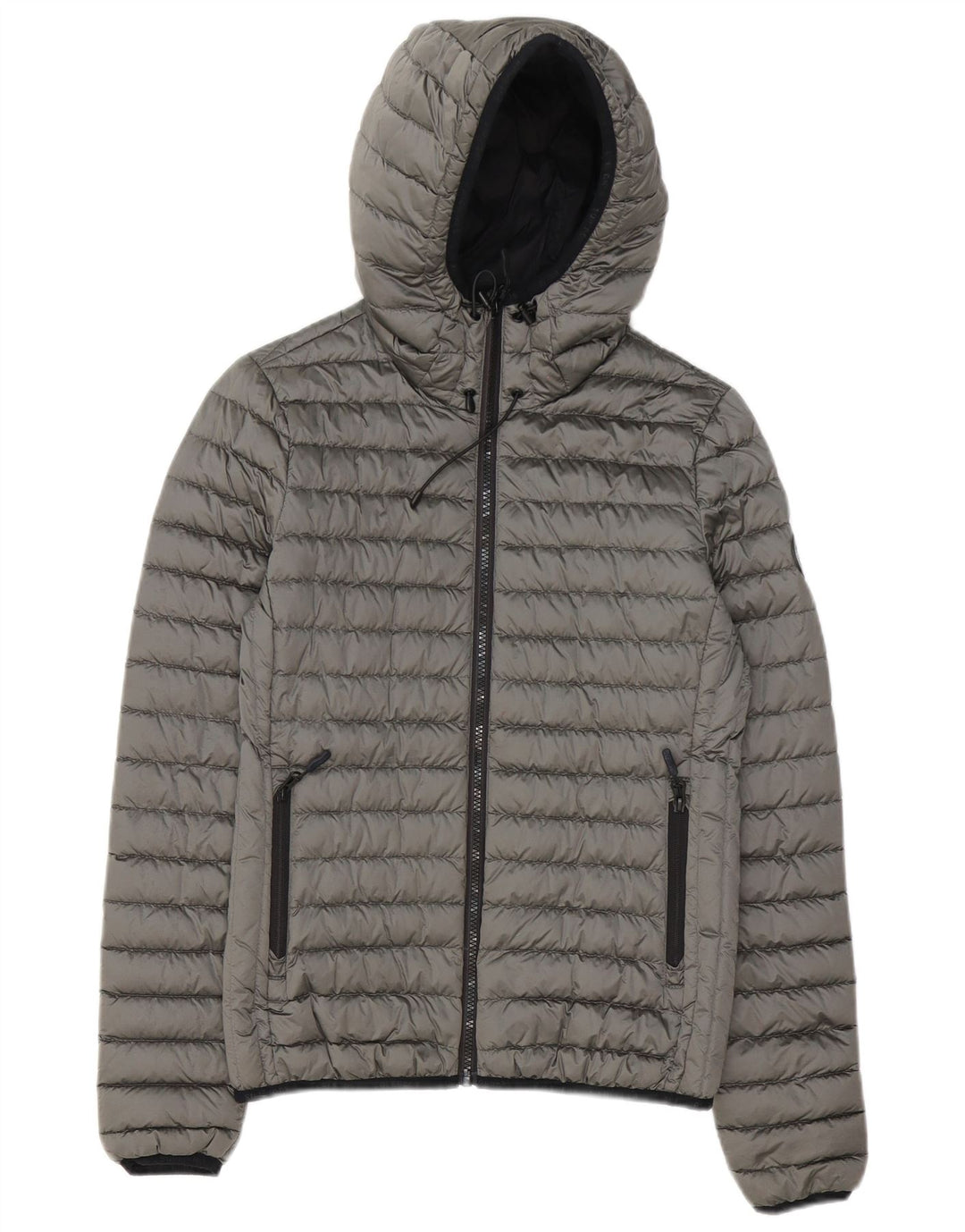 Damska wyściełana kurtka z kapturem Superdry UK 8, mała, szary poliester
