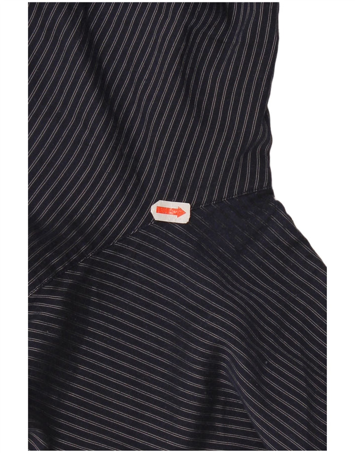 Męska koszula Armani w kratkę o regularnym kroju, duży, granatowy, poliester w paski