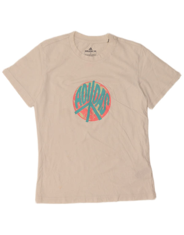 Damska koszulka graficzna Adidas Top UK 10 Small White Cotton