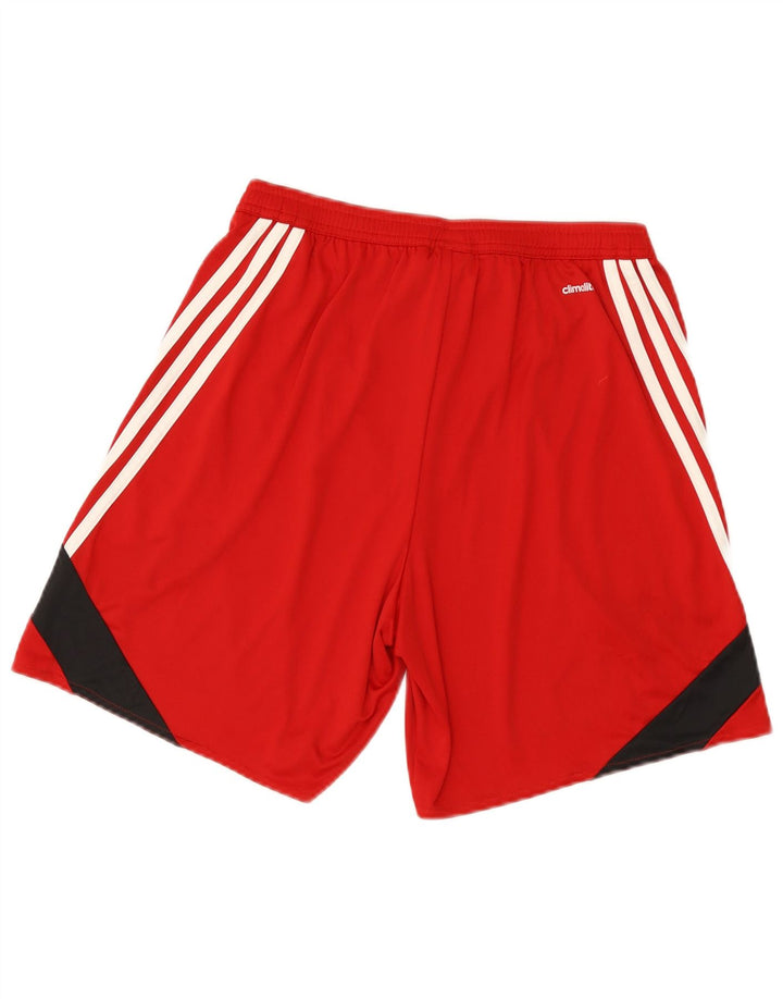 Męskie spodenki sportowe Adidas Climalite, poliester w kolorze średniej czerwieni