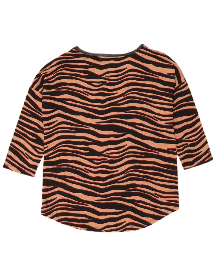 Damski top oversize Oasis z rękawem 3/4, UK 10, mały brązowy nadruk zwierzęcy