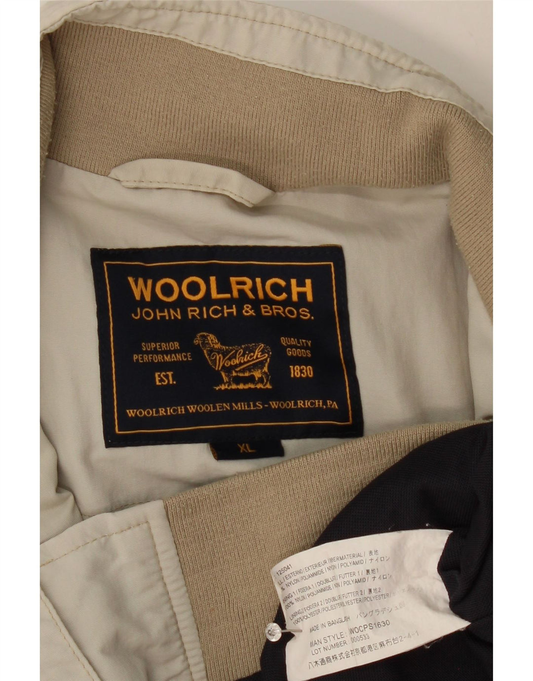 Kurtka bomberka chłopięca Woolrich 15-16 lat XL, beżowy nylon