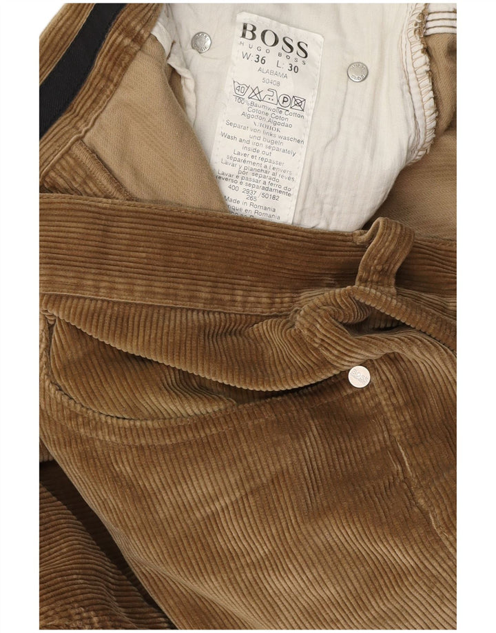 Męskie proste sztruksowe spodnie HUGO BOSS Alabama W36 L30 Brązowa bawełna