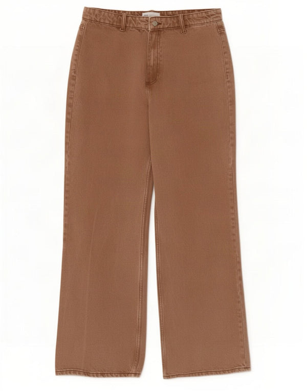 Damskie jeansy z szeroką nogawką Zara EU 44 XL W32 L31 Brązowa bawełna
