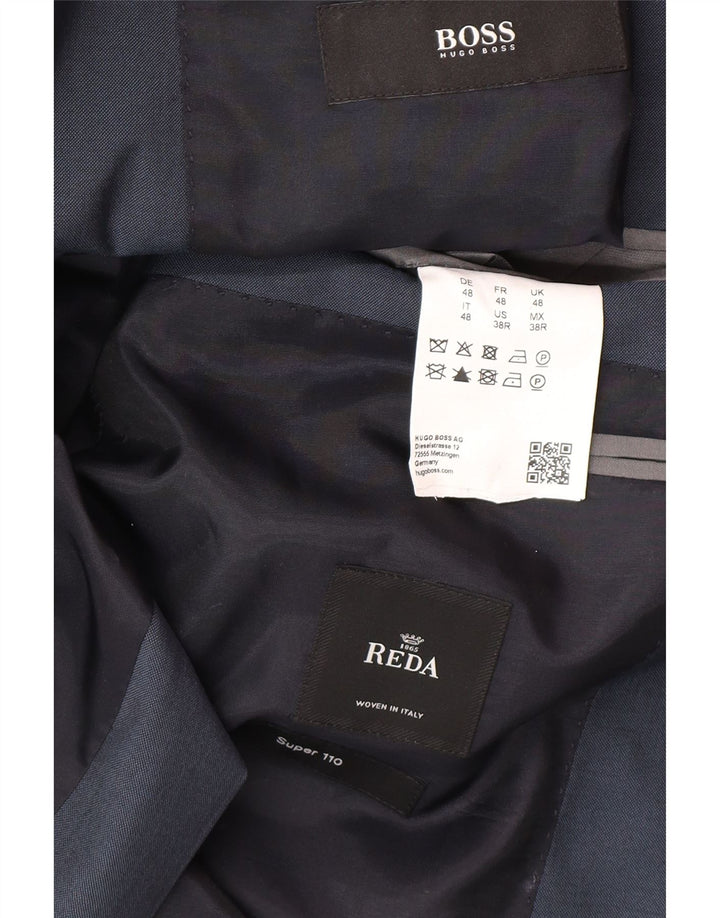 Męska marynarka zapinana na 2 guziki Hugo Boss IT 48 Średni granatowy wełniany