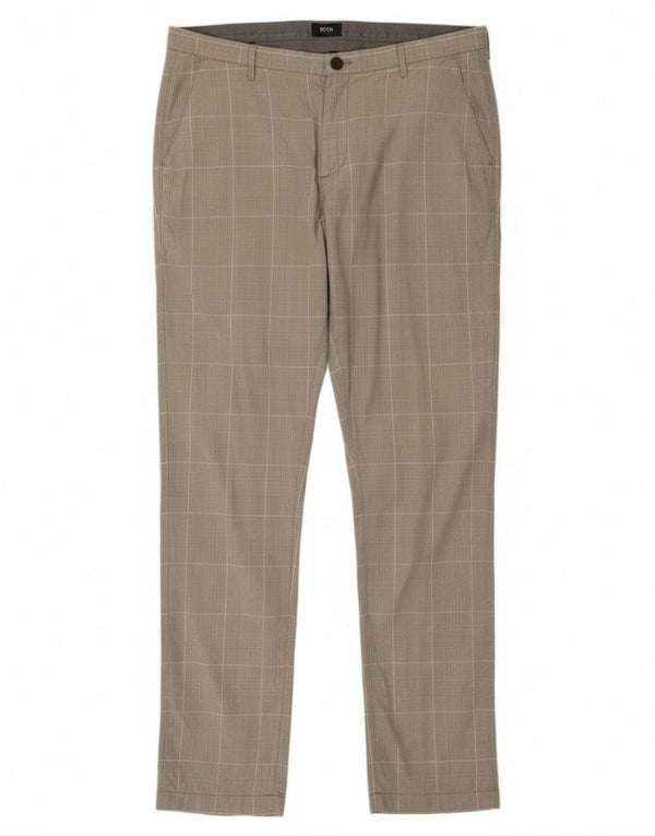 Spodnie Chino męskie Hugo Boss IT 52 XL W36 L33 Szare pepitkę