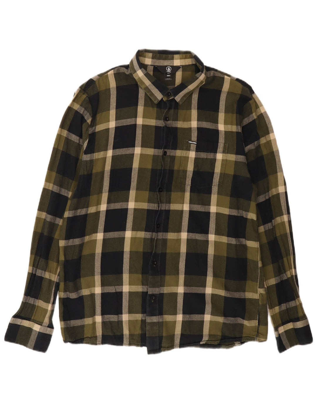 Męska koszula flanelowa VOLCOM, duża bawełniana krata khaki