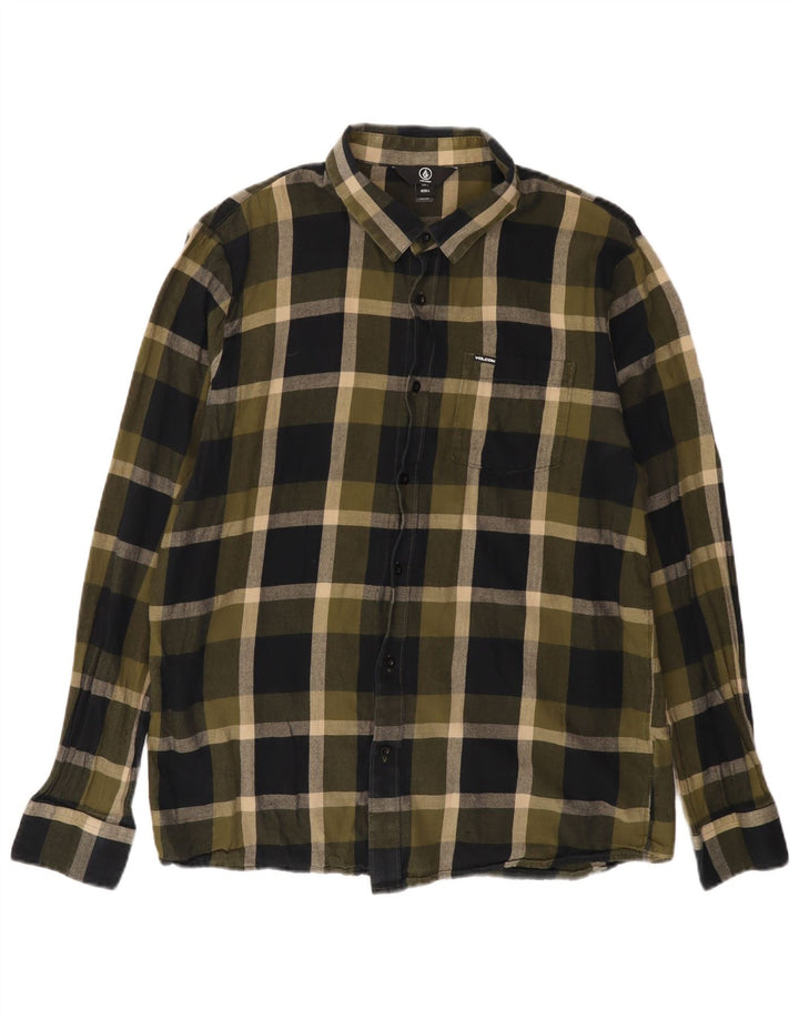 Męska koszula flanelowa VOLCOM, duża bawełniana krata khaki