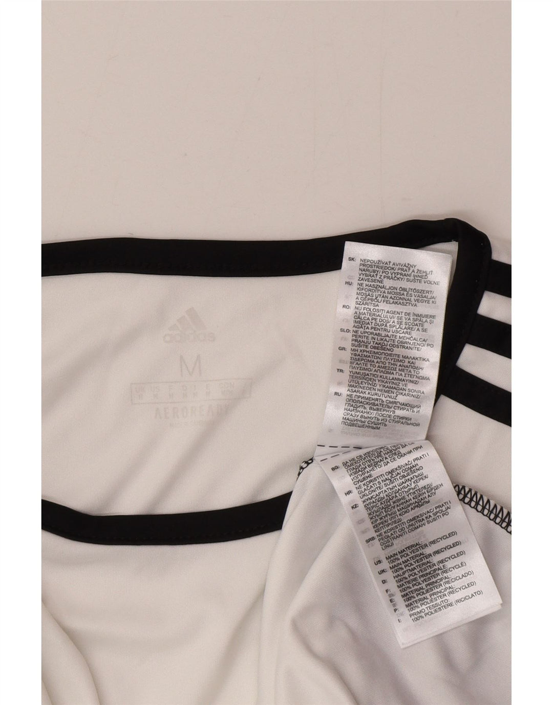 Męska koszulka Adidas Aeroready Top, średni biały poliester z blokami kolorów