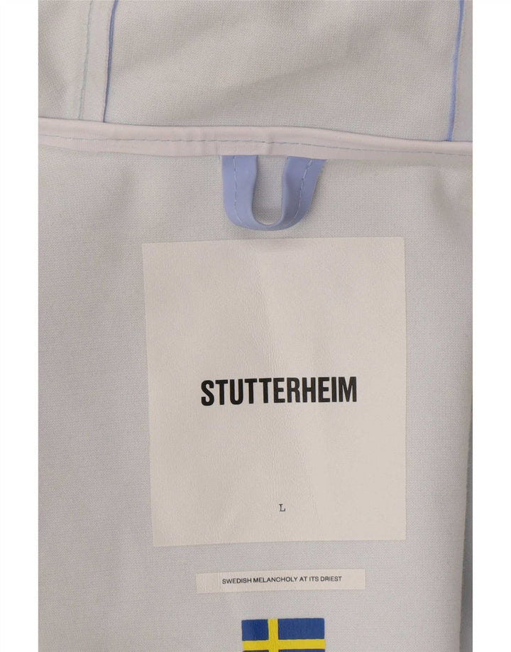Męski płaszcz przeciwdeszczowy z kapturem Stutterheim UK 40, duży, niebieski, bawełniany