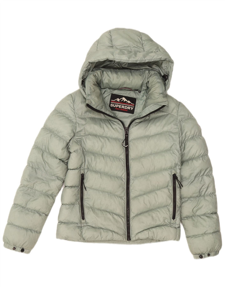 Damska ocieplana kurtka z kapturem Superdry UK 12, średni zielony poliester