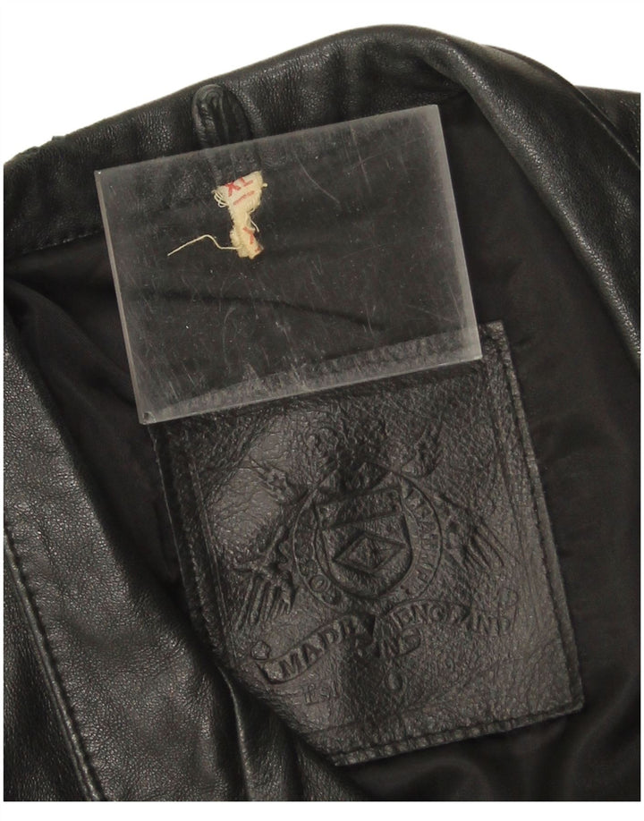 Vintage damski płaszcz skórzany UK 18 XL czarna skóra