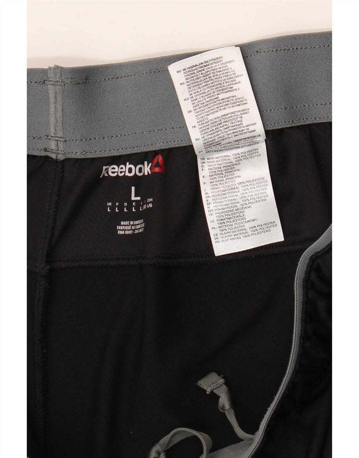 Męskie spodnie dresowe Reebok, duże, czarne, z poliestru