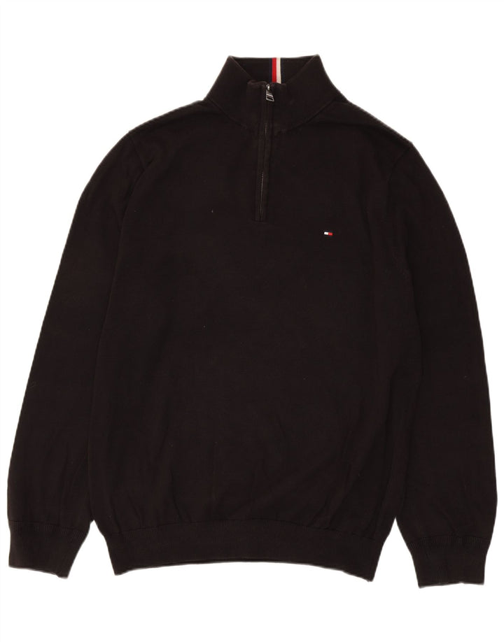 Męski sweter zapinany na zamek Tommy Hilfiger, duży, czarny, bawełniany