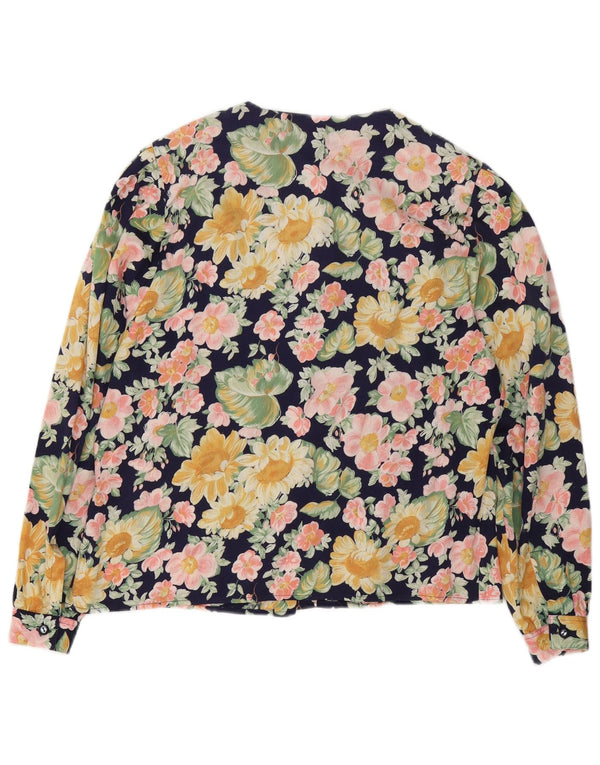 Damska bluzka koszulowa w stylu vintage IT 50 XL, wielobarwna w kwiaty