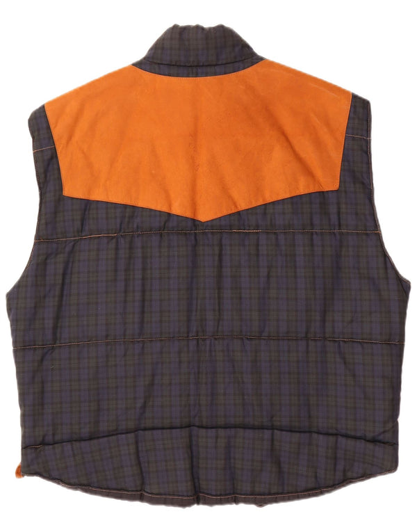 Vintage męska wyściełana kamizelka jeździecka UK 42 XL w beżową kratkę
