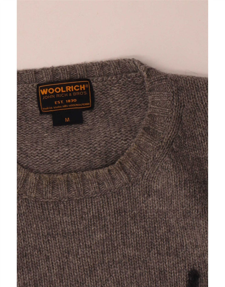 Woolrich Męski sweter z grafiką Średni szary, wełniany cętkowany