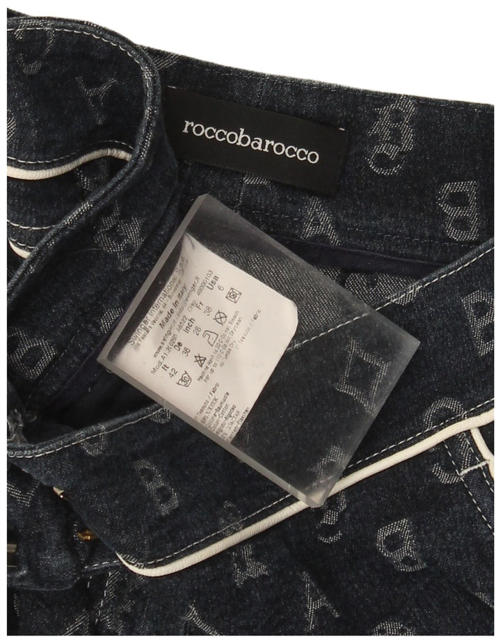 Spodnie Capri Damskie Roccobarocco IT 42 Medium W28 L17 Granatowe Geometryczne