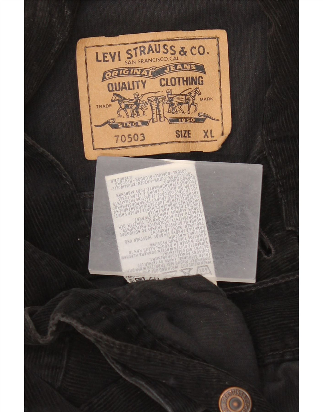 Męska kurtka sztruksowa Levi's UK 42 XL, czarna bawełna