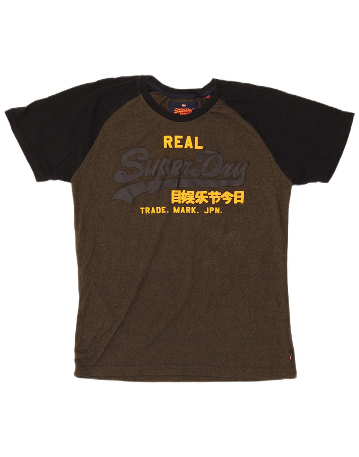 Męski T-shirt z grafiką Superdry, bawełniany, średniej wielkości khaki