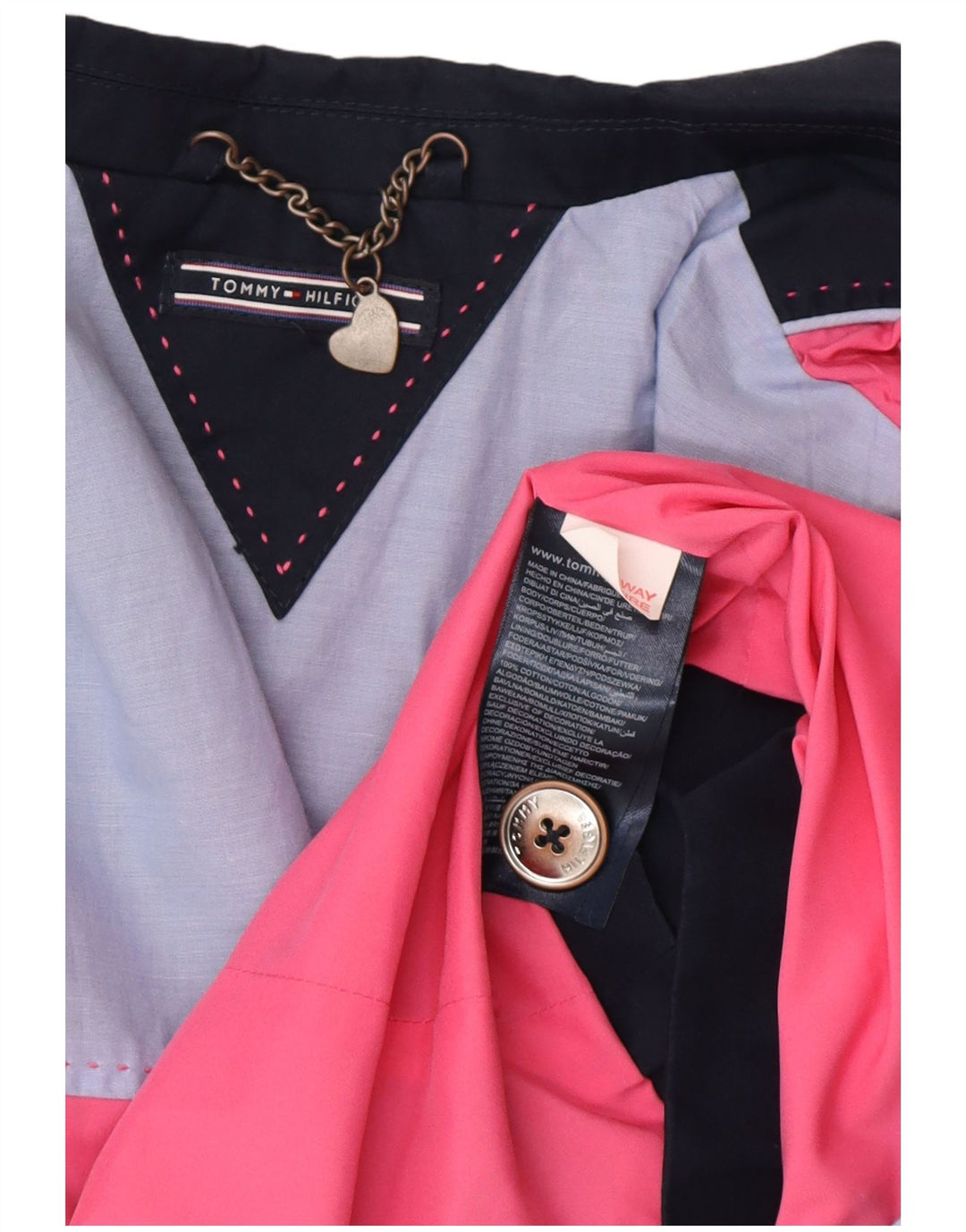 TOMMY HILFIGER Dziewczęca marynarka zapinana na 1 guzik 9-10 lat Granatowa, bawełniana