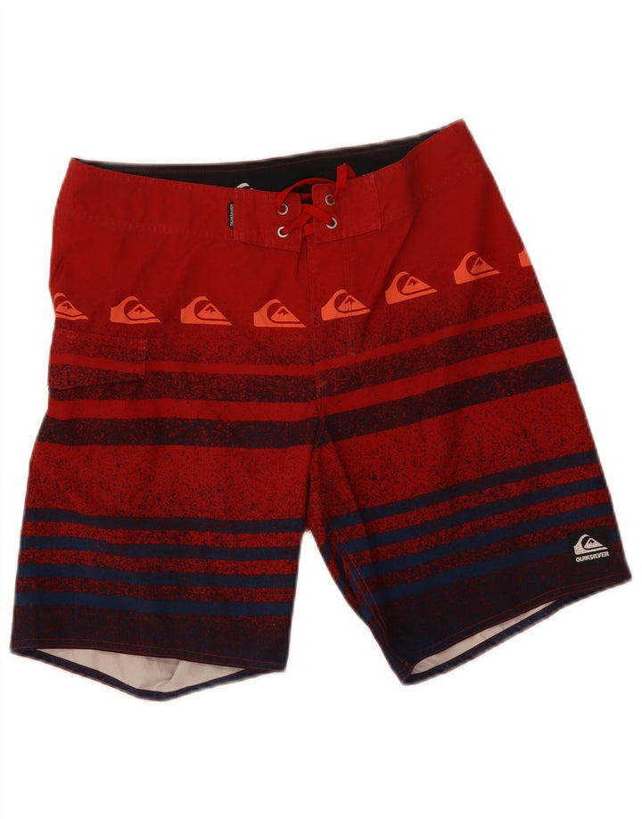 Męskie spodenki kąpielowe Quiksilver z grafiką, w średnie czerwone paski