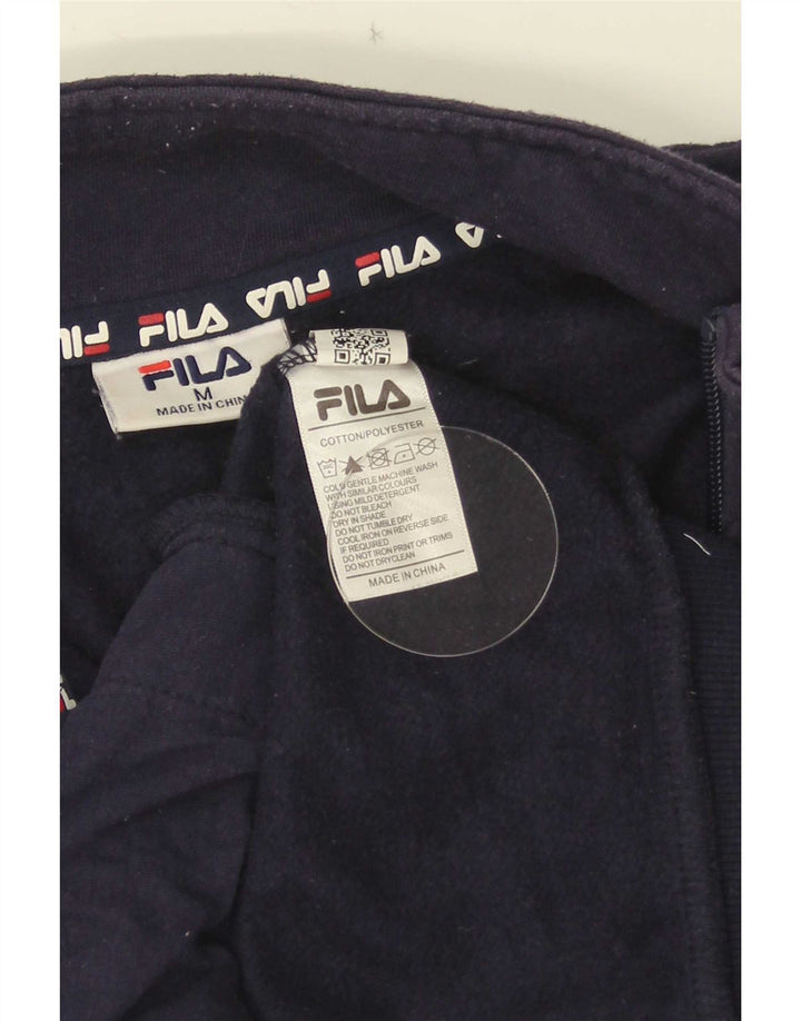 Męski sweter Fila z grafiką i zamkiem błyskawicznym, średni granatowy, blok kolorów
