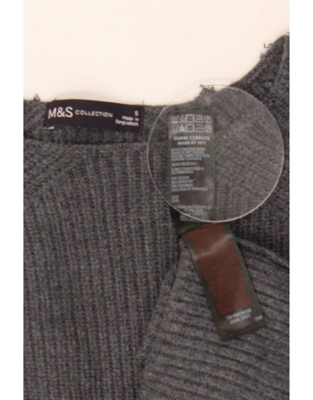 Marks & Spencer Damski sweter oversize z okrągłym dekoltem, UK 10, mały, szary