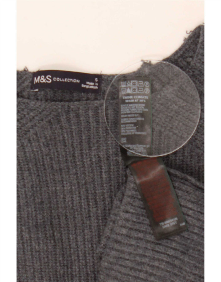 Marks & Spencer Damski sweter oversize z okrągłym dekoltem, UK 10, mały, szary