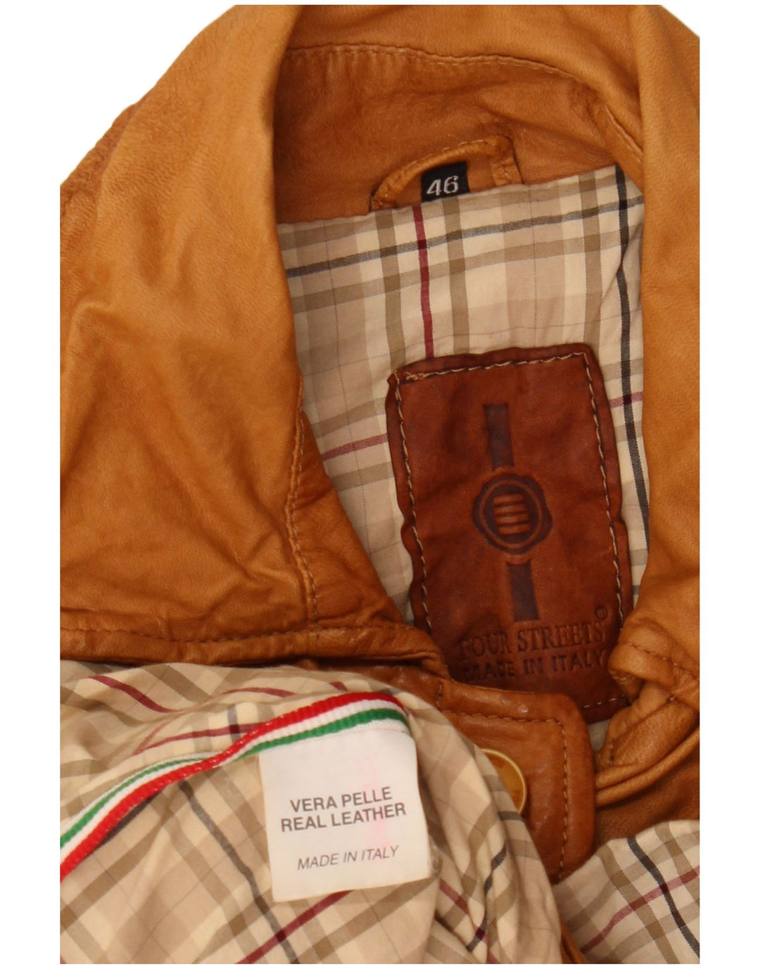 Vintage damska kurtka skórzana IT 46 duża brązowa skóra