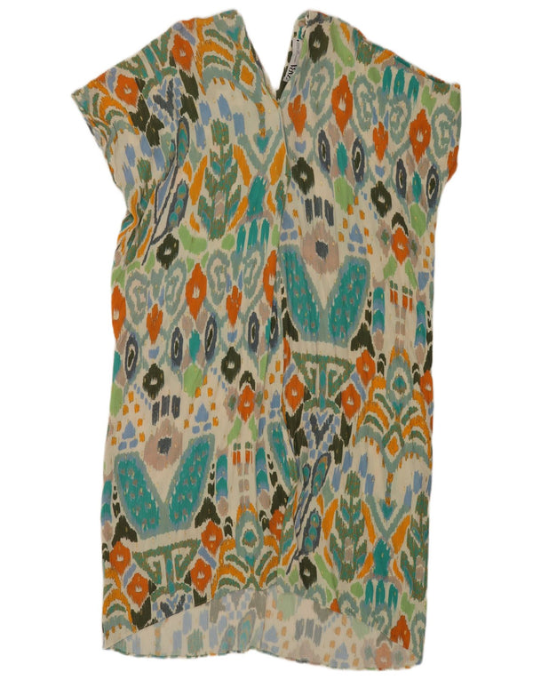 Zara Womens Oversized Kaftan Dress UK 6 XS Multicoloured Geometric Viscose