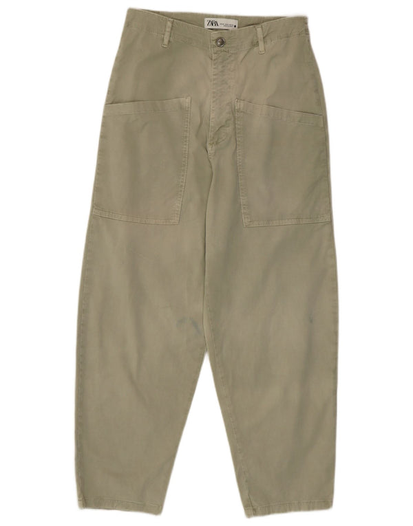 Damskie spodnie cargo z wysokim stanem i luźnym krojem Zara EU 34 XS W24 L24 Khaki