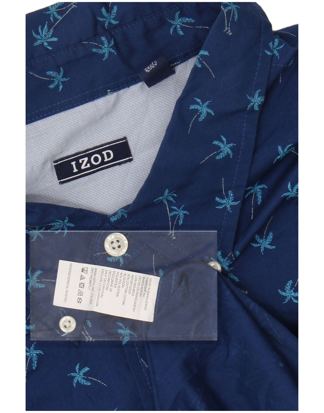 Koszula męska z krótkim rękawem IZOD 3XL, niebieska, bawełniana w kwiaty