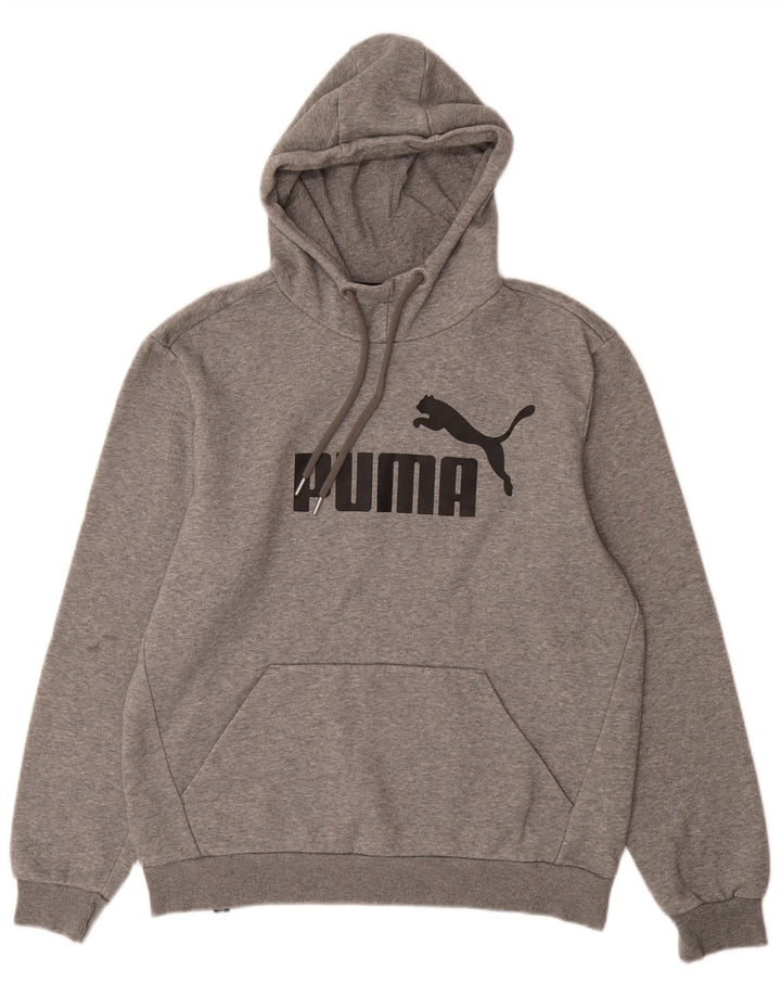 Męski sweter z kapturem i grafiką PUMA, średnioszary, bawełniany
