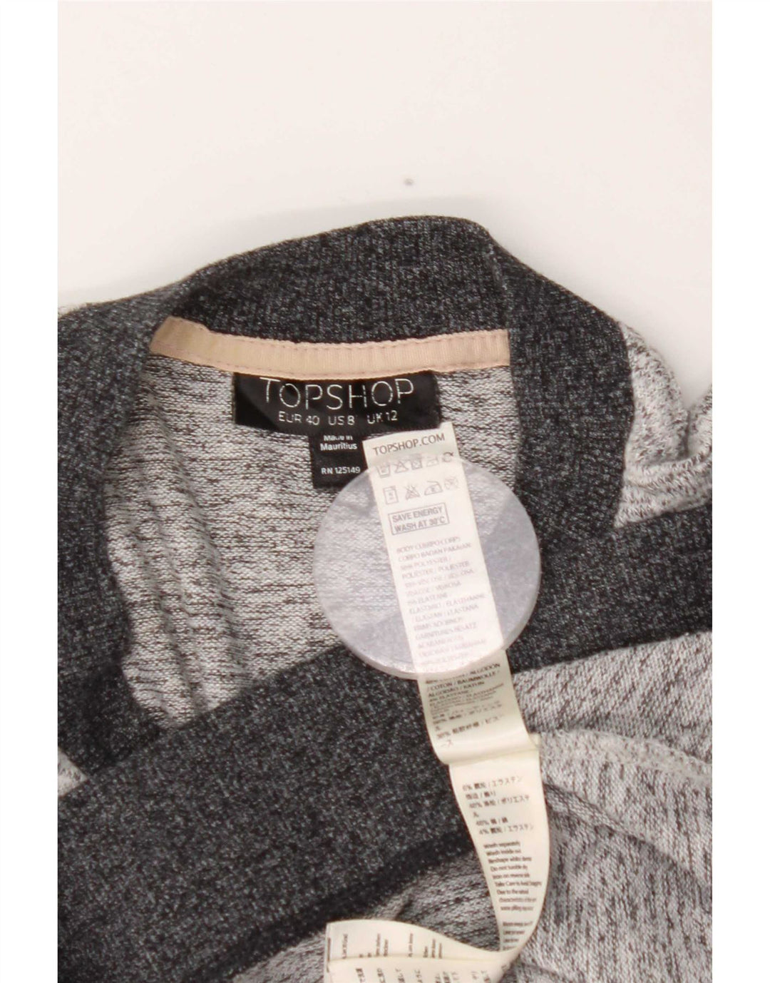 Damski sweter z okrągłym dekoltem Topshop UK 12, średni szary nakrapiany