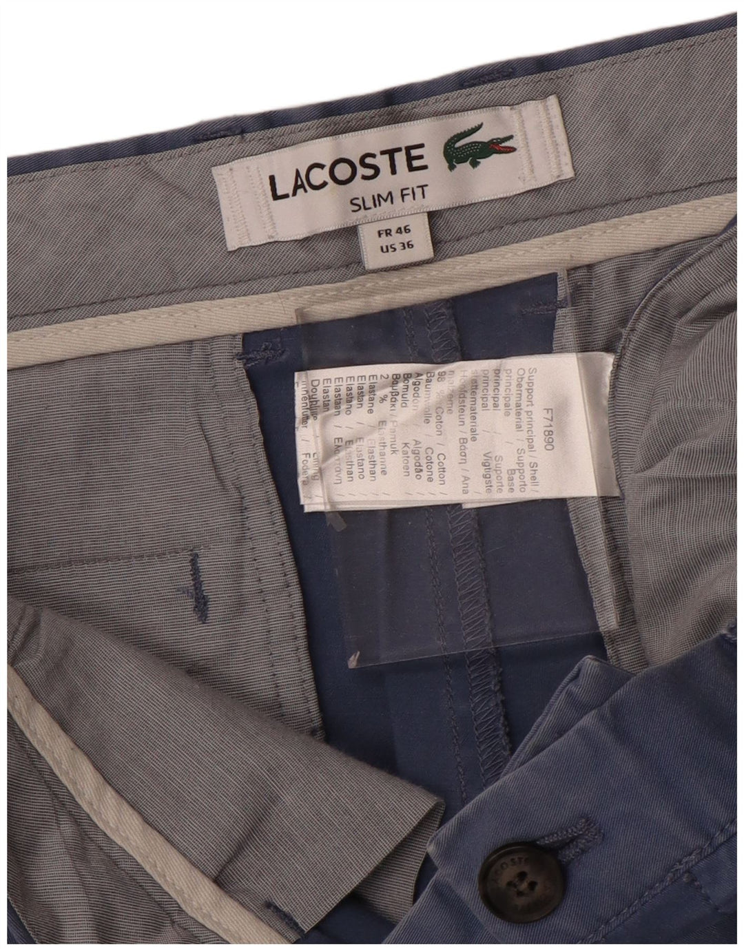 Męskie spodenki Chino Lacoste Slim Fit, rozmiar 46, duże W36, niebieskie