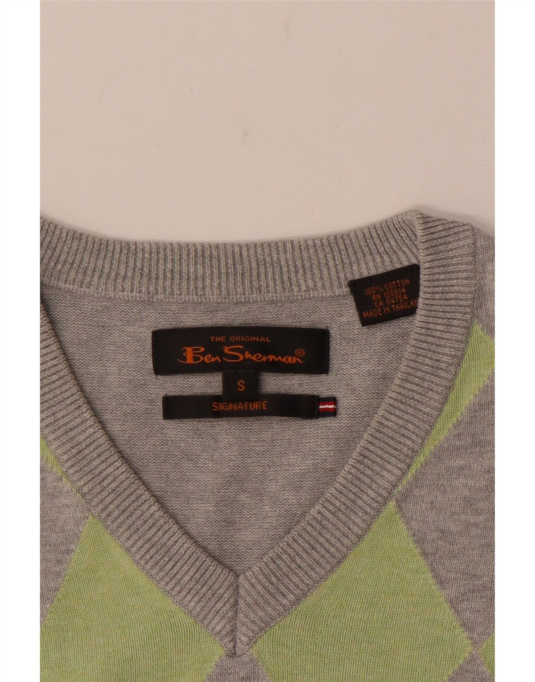 Męski podkoszulek Ben Sherman z kamizelką, mały, szary Argyle/diamentowa bawełna