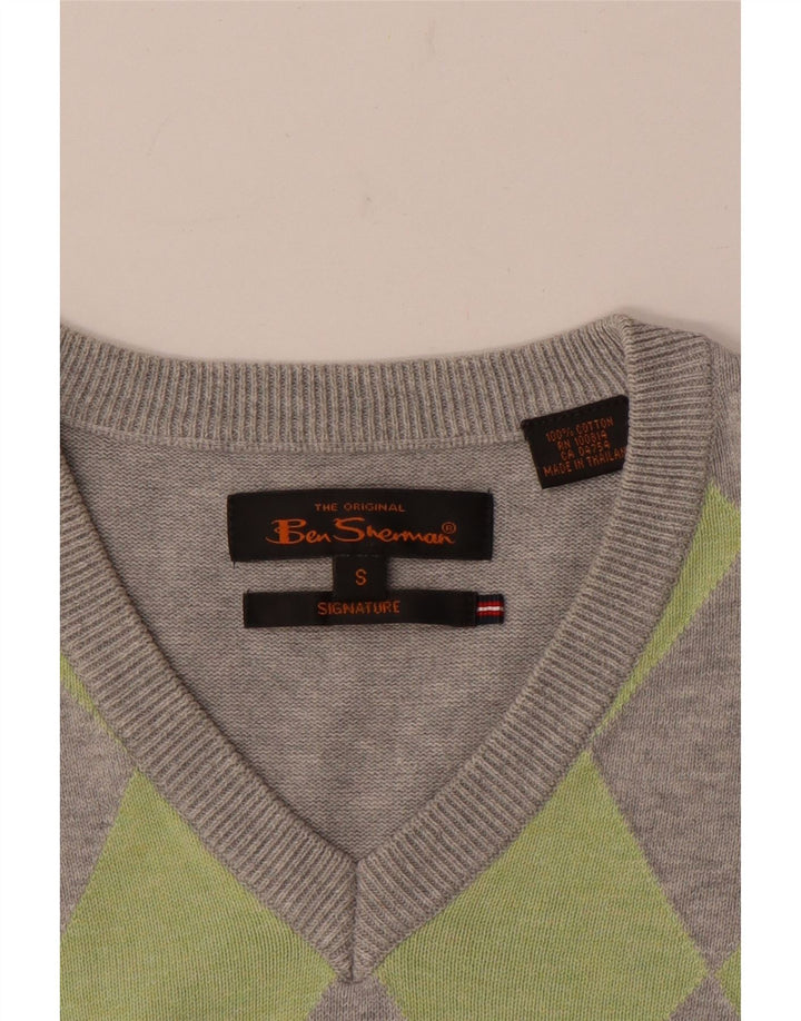 Męski podkoszulek Ben Sherman z kamizelką, mały, szary Argyle/diamentowa bawełna