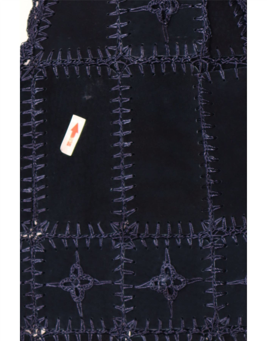 Damska zamszowa kamizelka w stylu vintage UK 14, średni granatowy patchwork