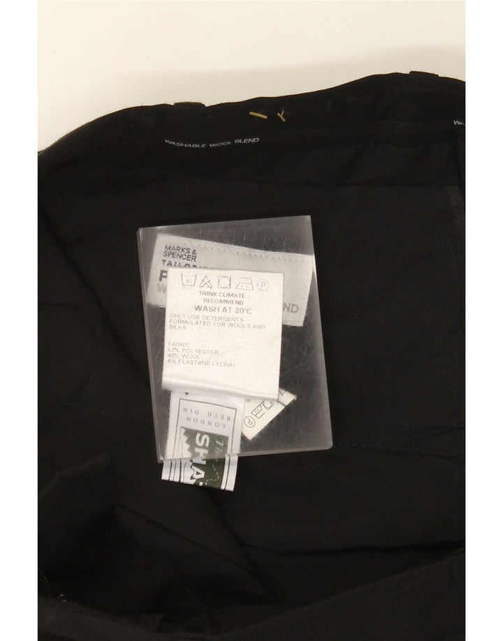 Marks & Spencer Męskie proste spodnie garniturowe W30 L33 Czarny poliester