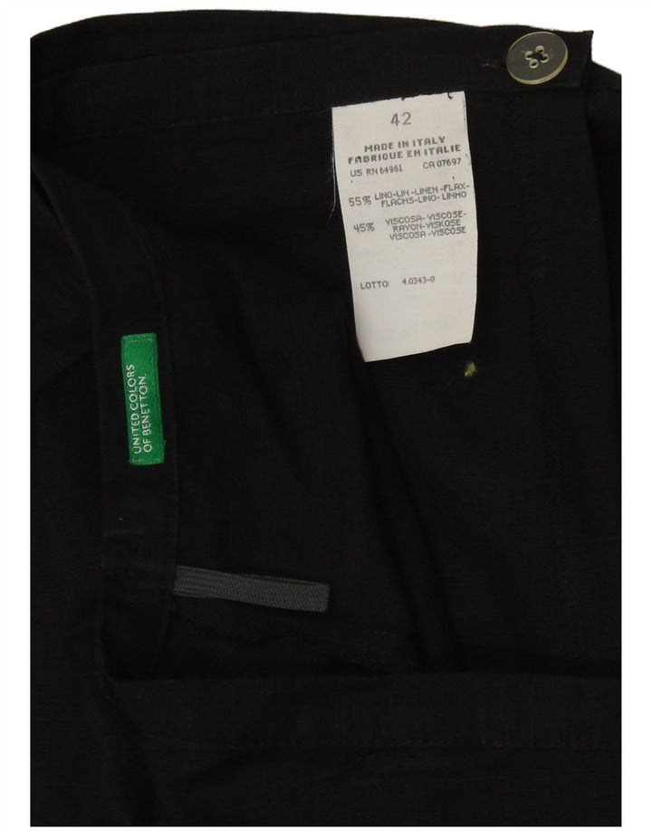 Spódnica damska Benetton IT 42 Medium W27 czarna lniana
