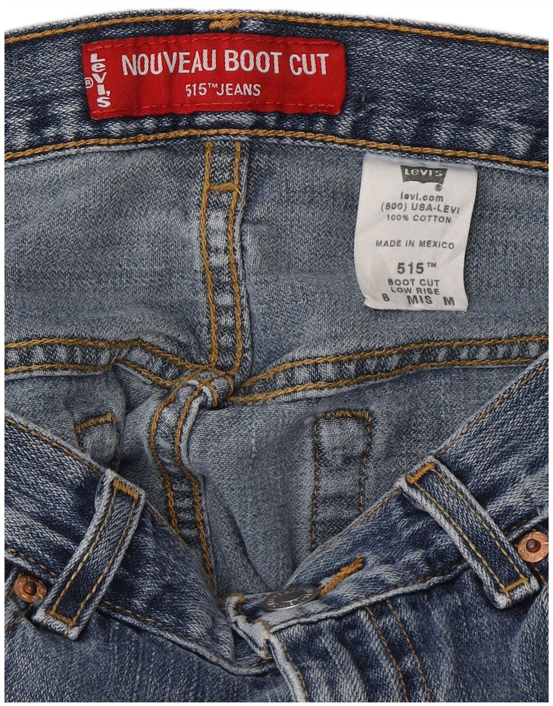 Damskie jeansy Levi's 515 Bootcut z niską talią US 8 Medium W30 L31 Niebieska bawełna
