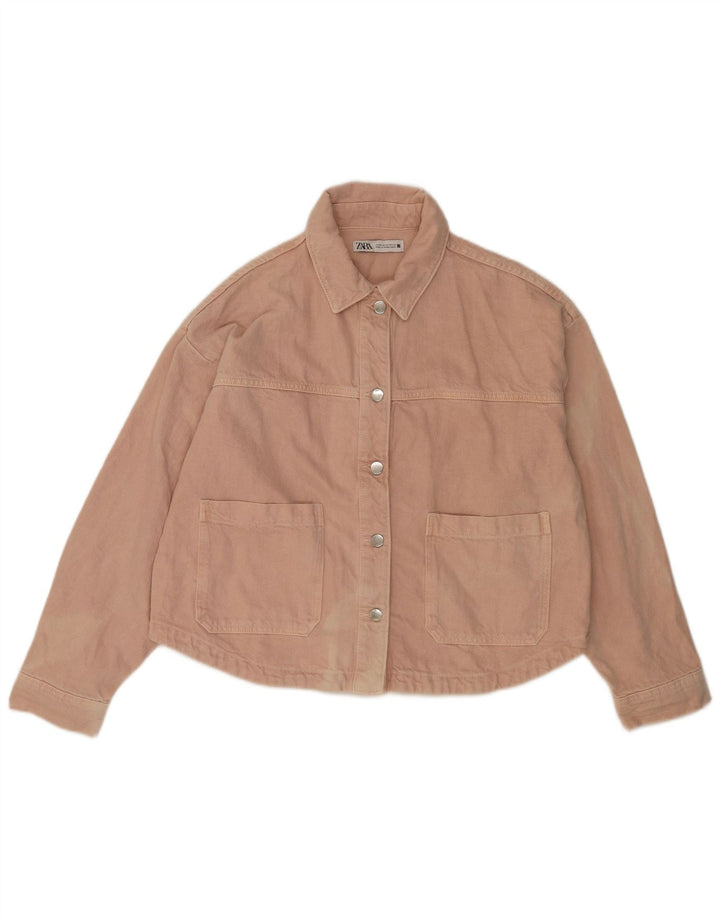 Damska kurtka jeansowa oversize Zara UK 14, średnio różowa, bawełniana