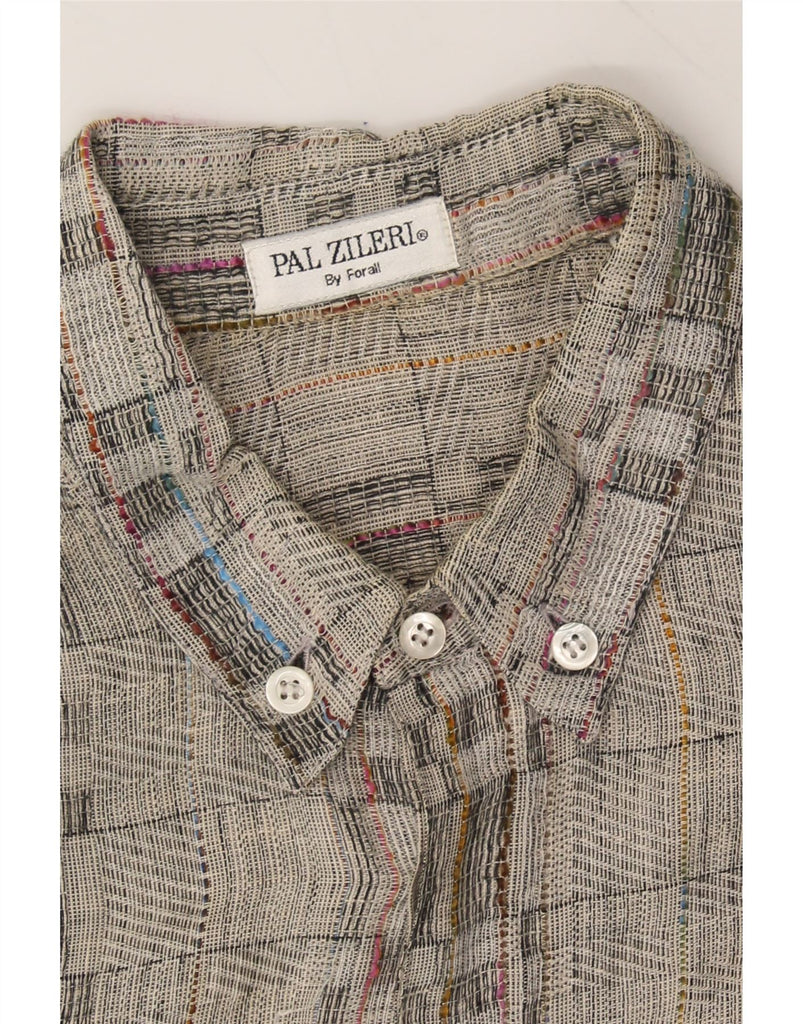 PAL ZILERI Mens Short Sleeve Shirt EU 48 2XL Grey Check Viscose Vintage Pal Zileri and Second-Hand Pal Zileri from Messina Hembry 