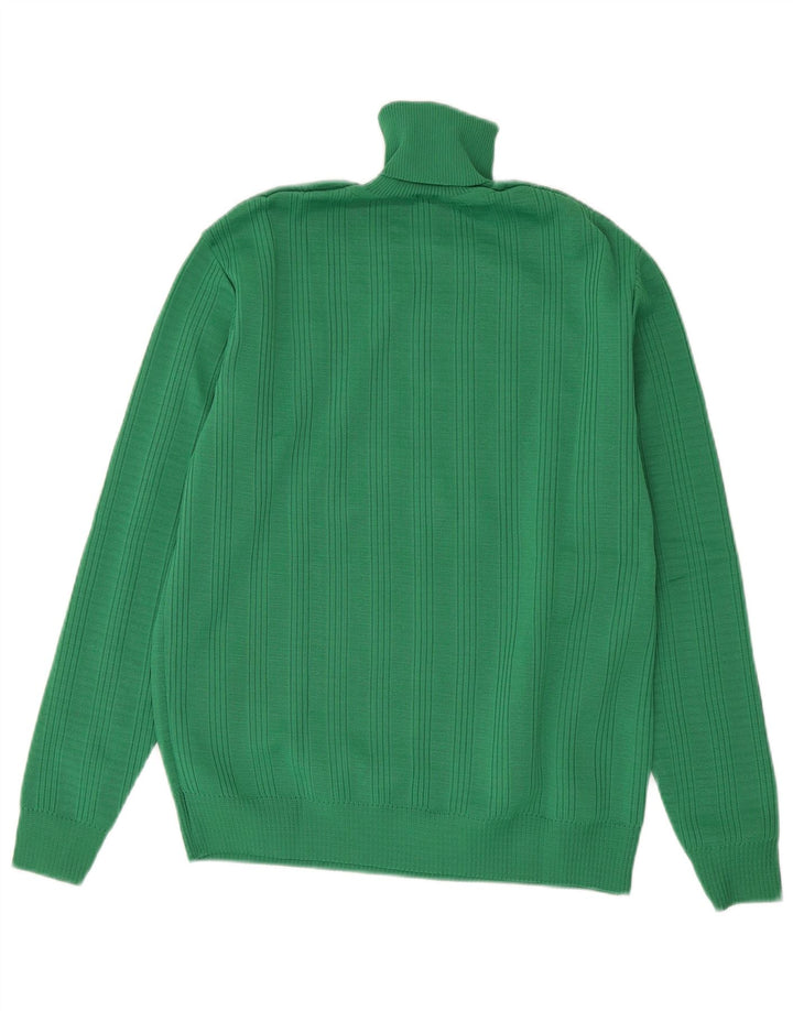 Vintage męski sweter z wywijanym dekoltem IT 50 średni zielony