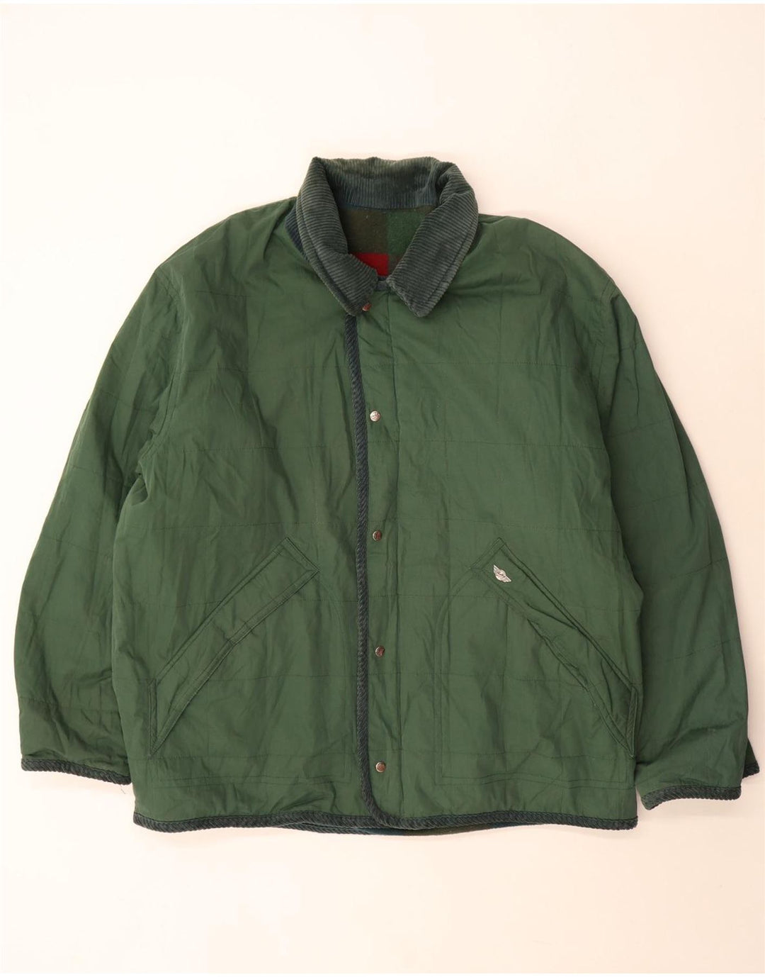 Dwustronna kurtka męska Vintage UK 44 2XL w zieloną kratkę
