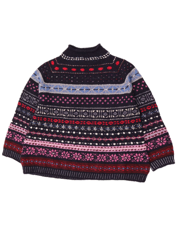 Vintage damski sweter z golfem UK 18 XL wielokolorowy retro