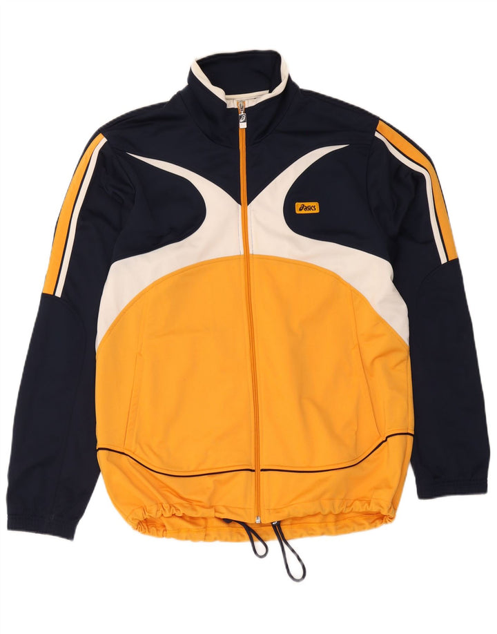 Męska bluza dresowa Asics, duża, granatowa, poliestrowa z blokami kolorów