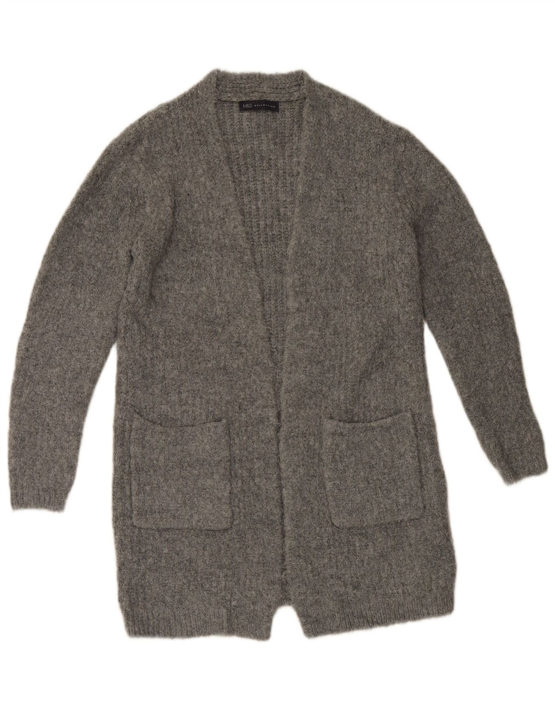 Marks & Spencer Damski sweter rozpinany o długim kroju, UK 10, mały, szary