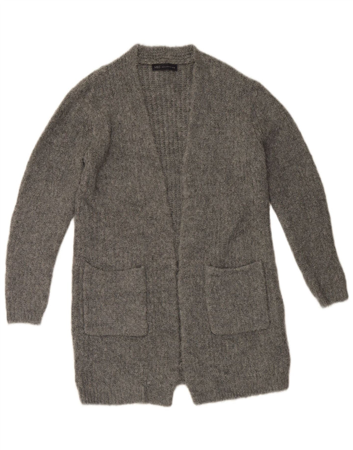Marks & Spencer Damski sweter rozpinany o długim kroju, UK 10, mały, szary